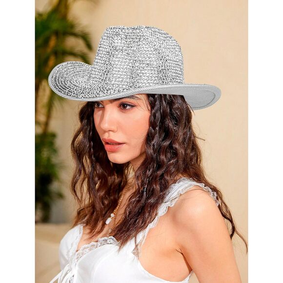 4629 Women Fringe-rhinestone Western-cowgirl-hat Tassel-decor main image 4